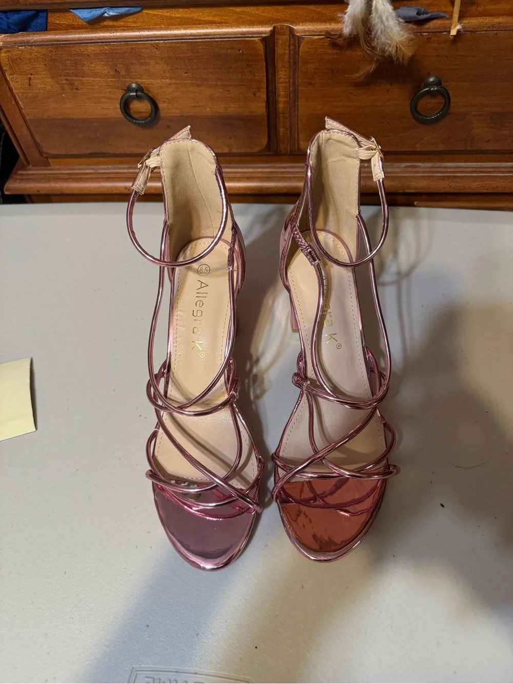 Allegra K Women's Open Toe Strappy Buckle Straps Stiletto Heel Sandals 8.5 Pink
